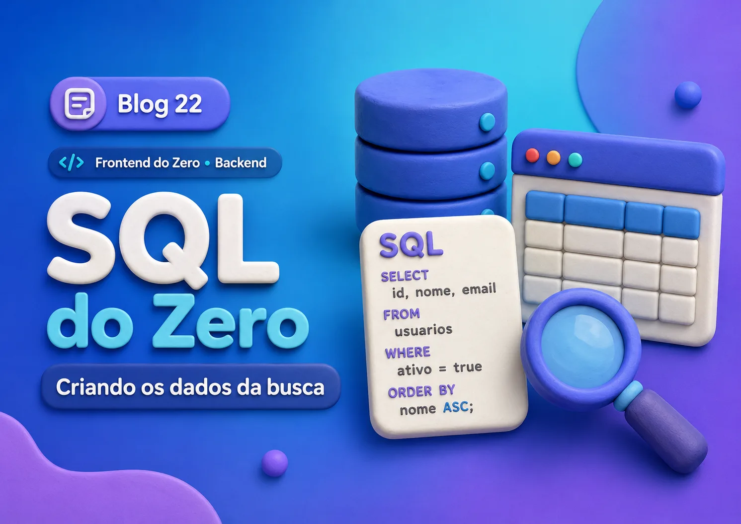 SQL para criar tabela e dados de busca